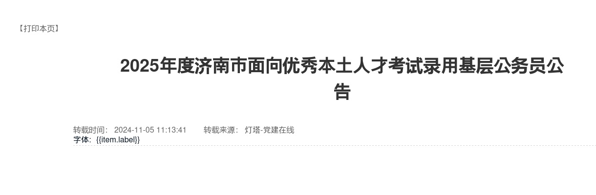 2025年济南市面向优秀本土人才考试录用基层公务员公告（20人） 图片